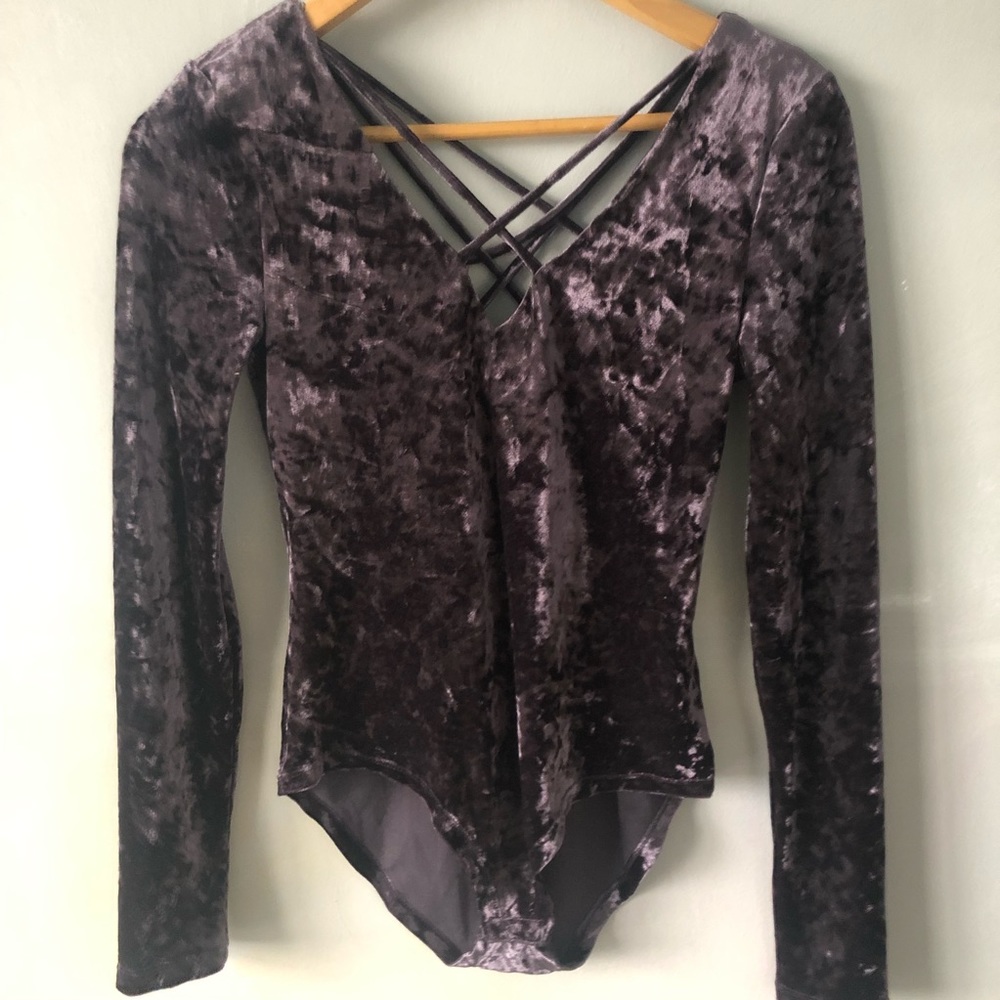 velvet dark violet bodysuit